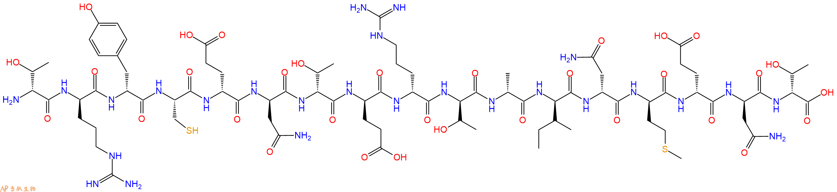 专肽生物产品H2N-DThr-DArg-DTyr-Cys-DGlu-DAsn-DThr-DGlu-DArg-DThr-DAla-DIle-DAsn-DMet-DGlu-DAsn-DThr-OH