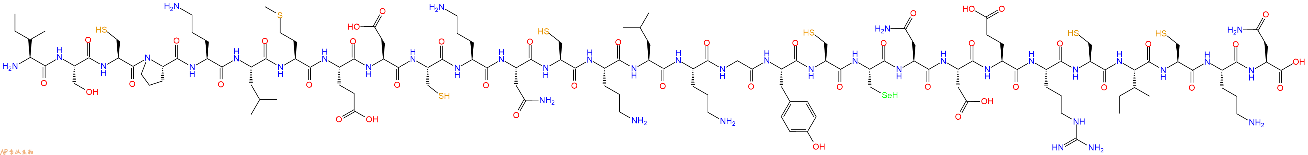 专肽生物产品H2N-Ile-Ser-Cys-Pro-Orn-Leu-Met-Glu-Asp-Cys-Orn-Asn-Cys-Orn-Leu-Orn-Gly-Tyr-Cys-Sec-Asn-Asp-Glu-Arg-Cys-Ile-Cys-Orn-Asn-OH