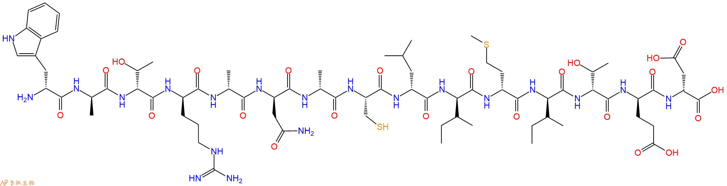 专肽生物产品H2N-DTrp-DAla-DThr-DArg-DAla-DAsn-DAla-Cys-DLeu-DIle-DMet-DIle-DThr-DGlu-DAsp-OH