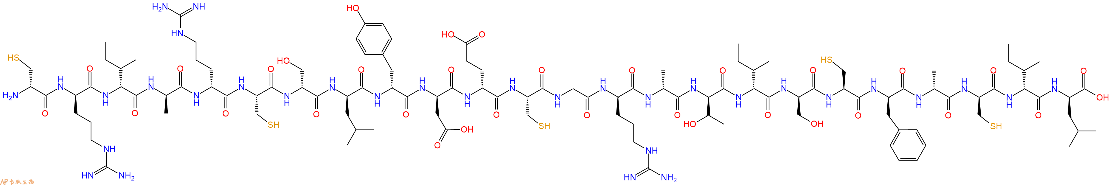 专肽生物产品H2N-DCys-DArg-DIle-DAla-DArg-Cys-DSer-DLeu-DTyr-DAsp-DGlu-Cys-Gly-DArg-DAla-DThr-DIle-DSer-Cys-DPhe-DAla-DCys-DIle-DLeu-OH
