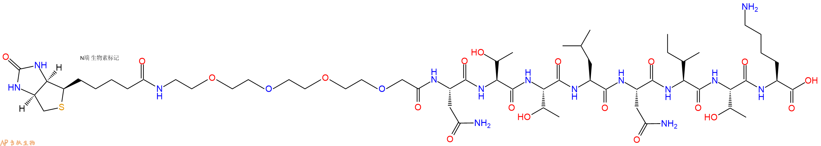 专肽生物产品Biotinyl-PEG4-Asn-Thr-Thr-Leu-Asn-Ile-Thr-Lys