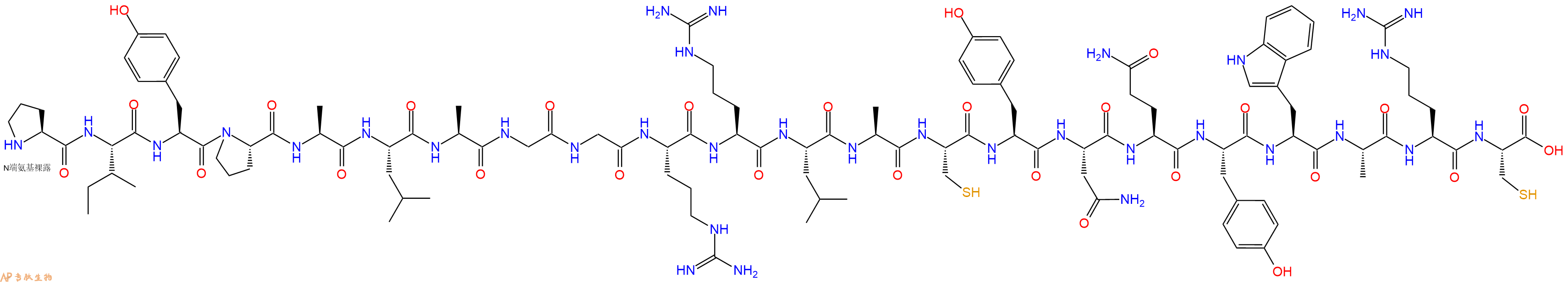 专肽生物产品H2N-Pro-Ile-Tyr-Pro-Ala-Leu-Ala-Gly-Gly-Arg-Arg-Leu-Ala-Cys-Tyr-Asn-Gln-Tyr-Trp-Ala-Arg-Cys-OH