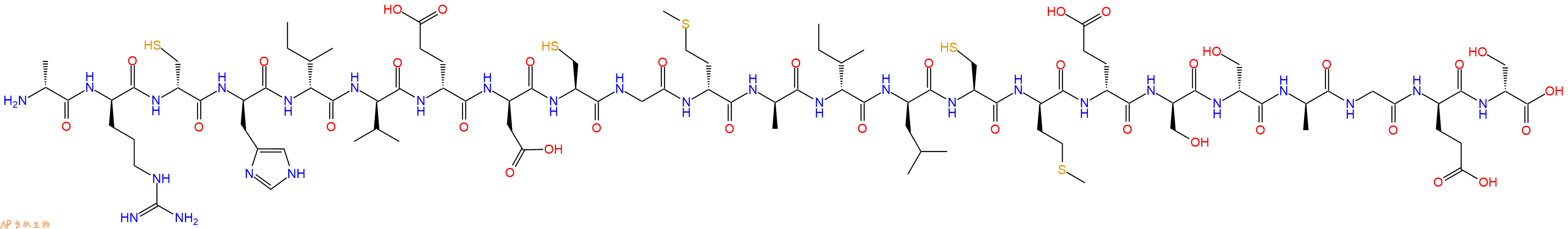 专肽生物产品H2N-DAla-DArg-DCys-DHis-DIle-DVal-DGlu-DAsp-Cys-Gly-DMet-DAla-DIle-DLeu-Cys-DMet-DGlu-DSer-DSer-DAla-Gly-DGlu-DSer-OH