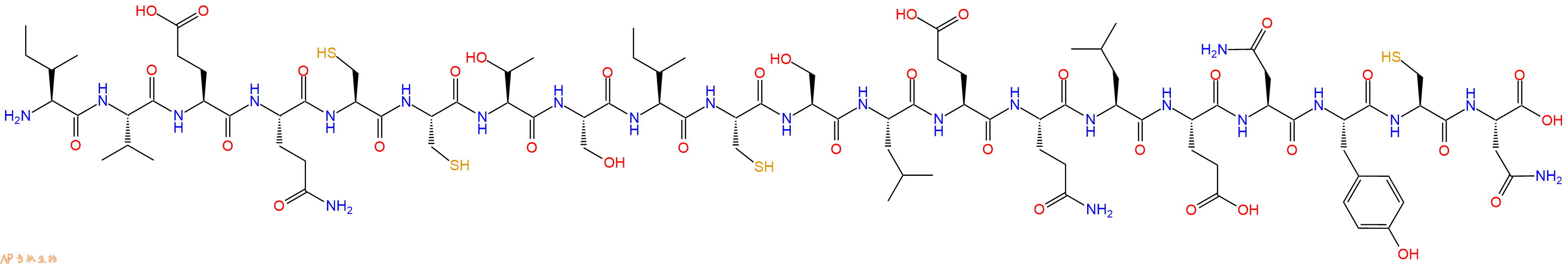 专肽生物产品H2N-Ile-Val-Glu-Gln-Cys-Cys-Thr-Ser-Ile-Cys-Ser-Leu-Glu-Gln-Leu-Glu-Asn-Tyr-Cys-Asn-OH