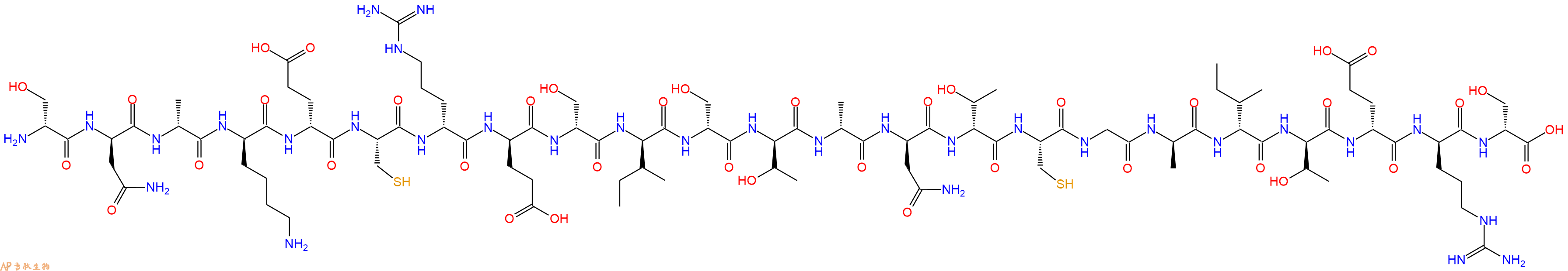 专肽生物产品H2N-DSer-DAsn-DAla-DLys-DGlu-Cys-DArg-DGlu-DSer-DIle-DSer-DThr-DAla-DAsn-DThr-Cys-Gly-DAla-DIle-DThr-DGlu-DArg-DSer-OH