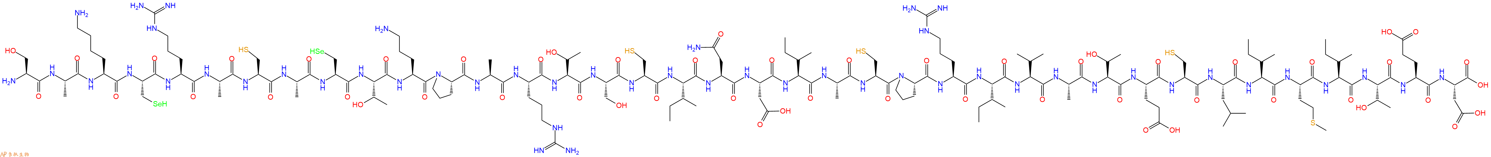 专肽生物产品H2N-Ser-Ala-Lys-Sec-Arg-Ala-Cys-Ala-Sec-Thr-Orn-Pro-Ala-Arg-Thr-Ser-Cys-Ile-Asn-Asp-Ile-Ala-Cys-Pro-Arg-Ile-Val-Ala-Thr-Glu-Cys-Leu-Ile-Met-Ile-Thr-Glu-Asp-OH