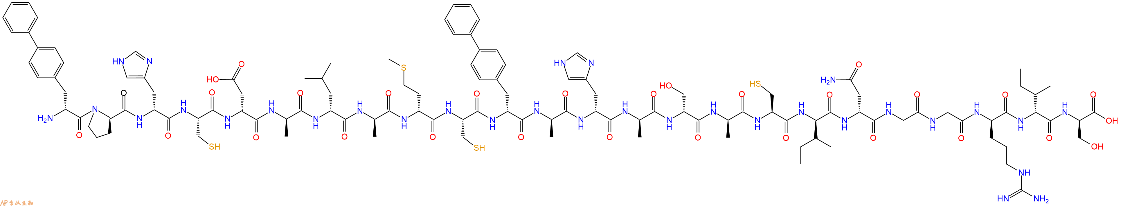 专肽生物产品H2N-DBip-DPro-DHis-Cys-DAsp-DAla-DLeu-DAla-DMet-Cys-DBip-DAla-DHis-DAla-DSer-DAla-Cys-DIle-DAsn-Gly-Gly-DArg-DIle-DSer-OH