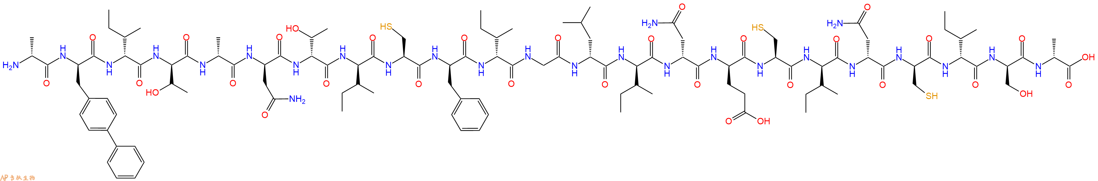 专肽生物产品H2N-DAla-DBip-DIle-DThr-DAla-DAsn-DThr-DIle-Cys-DPhe-DIle-Gly-DLeu-DIle-DAsn-DGlu-Cys-DIle-DAsn-DCys-DIle-DSer-DAla-OH