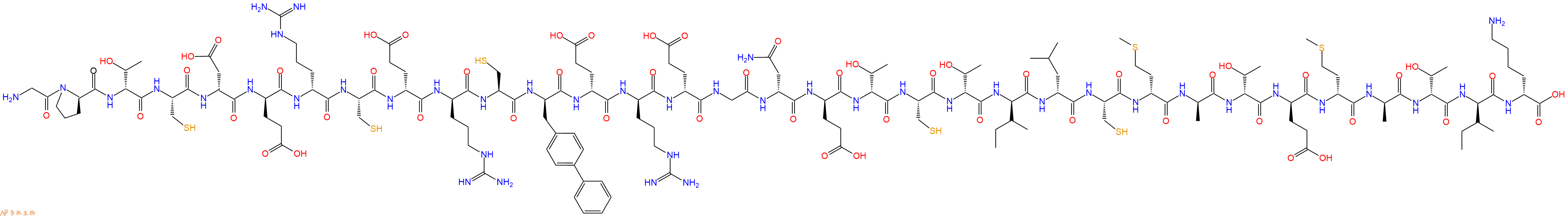 专肽生物产品H2N-Gly-DPro-DThr-Cys-DAsp-DGlu-DArg-Cys-DGlu-DArg-Cys-DBip-DGlu-DArg-DGlu-Gly-DAsn-DGlu-DThr-Cys-DThr-DIle-DLeu-Cys-DMet-DAla-DThr-DGlu-DMet-DAla-DThr-DIle-DLys-OH