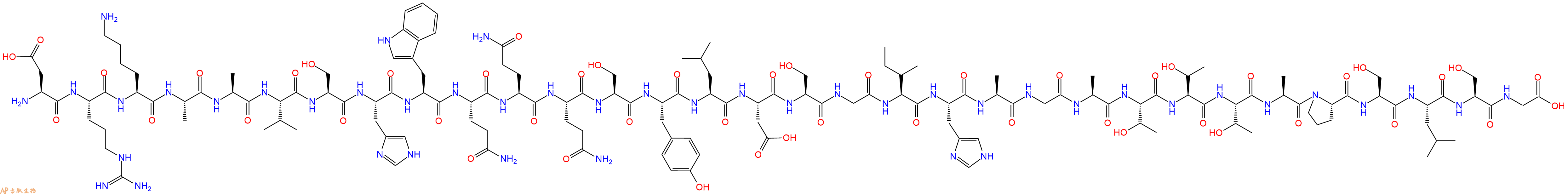 专肽生物产品H2N-Asp-Arg-Lys-Ala-Ala-Val-Ser-His-Trp-Gln-Gln-Gln-Ser-Tyr-Leu-Asp-Ser-Gly-Ile-His-Ala-Gly-Ala-Thr-Thr-Thr-Ala-Pro-Ser-Leu-Ser-Gly-OH