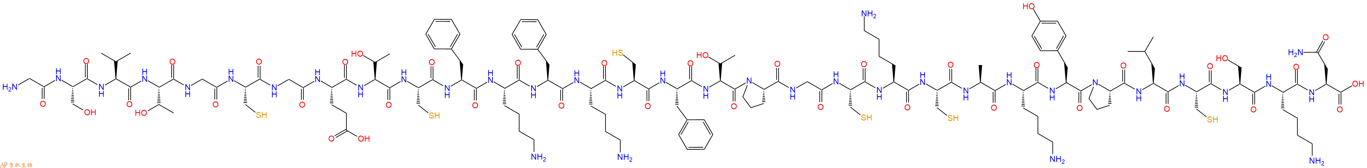 专肽生物产品H2N-Gly-Ser-Val-Thr-Gly-Cys-Gly-Glu-Thr-Cys-Phe-Lys-Phe-Lys-Cys-Phe-Thr-Pro-Gly-Cys-Lys-Cys-Ala-Lys-Tyr-Pro-Leu-Cys-Ser-Lys-Asn-OH