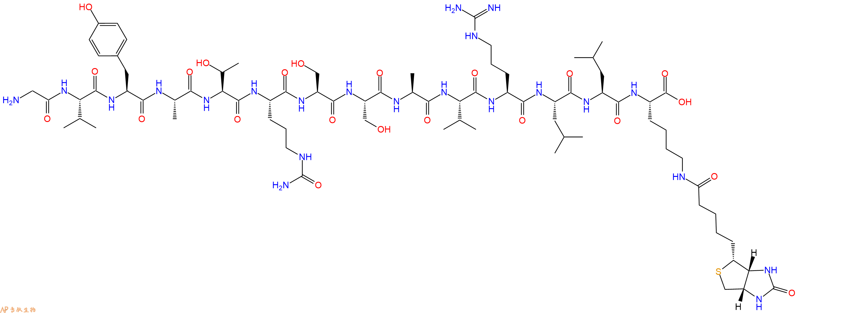 专肽生物产品H2N-Gly-Val-Tyr-Ala-Thr-Cit-Ser-Ser-Ala-Val-Arg-Leu-Leu-Lys(Biotin)-OH