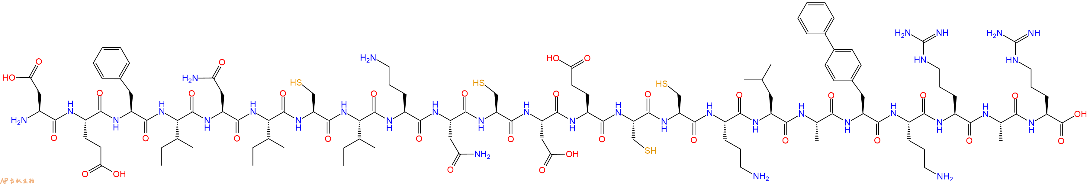 专肽生物产品H2N-Asp-Glu-Phe-Ile-Asn-Ile-Cys-Ile-Orn-Asn-Cys-Asp-Glu-Cys-Cys-Orn-Leu-Ala-Bip-Orn-Arg-Ala-Arg-OH