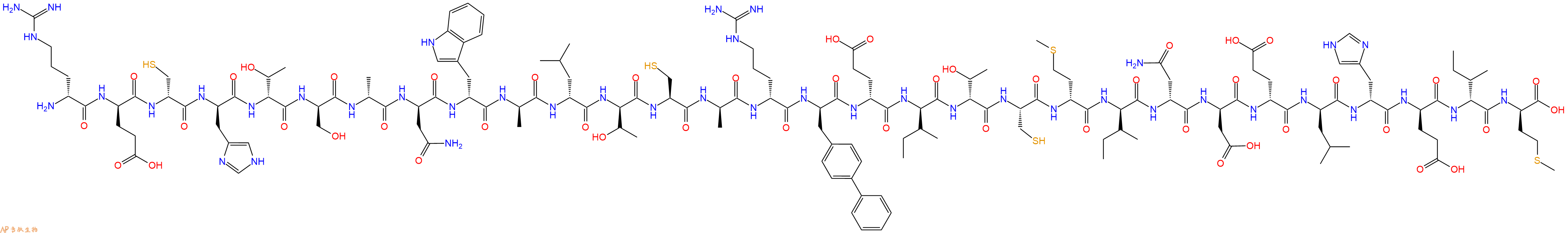 专肽生物产品H2N-DArg-DGlu-DCys-DHis-DThr-DSer-DAla-DAsn-DTrp-DAla-DLeu-DThr-Cys-DAla-DArg-DBip-DGlu-DIle-DThr-Cys-DMet-DIle-DAsn-DAsp-DGlu-DLeu-DHis-DGlu-DIle-DMet-OH
