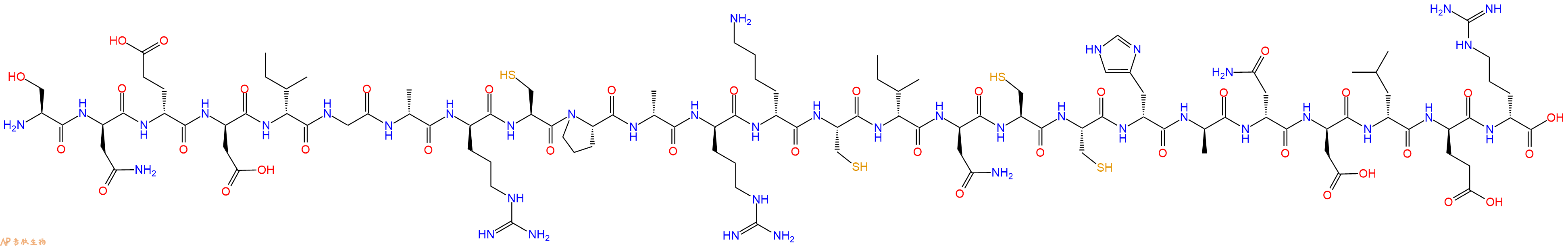 专肽生物产品H2N-Ser-DAsn-DGlu-DAsp-DIle-Gly-DAla-DArg-Cys-Pro-DAla-DArg-DLys-Cys-DIle-DAsn-Cys-Cys-DHis-DAla-DAsn-DAsp-DLeu-DGlu-DArg-OH