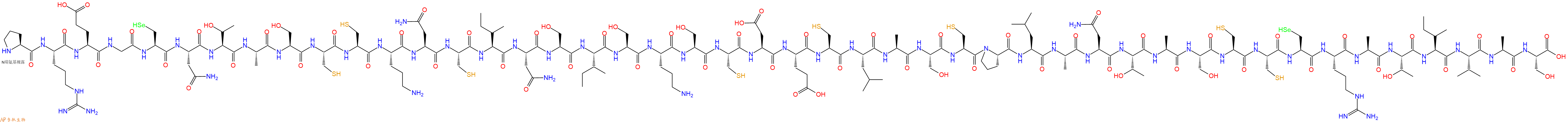 专肽生物产品H2N-Pro-Arg-Glu-Gly-Sec-Asn-Thr-Ala-Ser-Cys-Cys-Orn-Asn-Cys-Ile-Asn-Ser-Ile-Ser-Orn-Ser-Cys-Asp-Glu-Cys-Leu-Ala-Ser-Cys-Pro-Leu-Ala-Asn-Thr-Ala-Ser-Cys-Cys-Sec-Arg-Ala-Thr-Ile-Val-Ala-Ser-OH