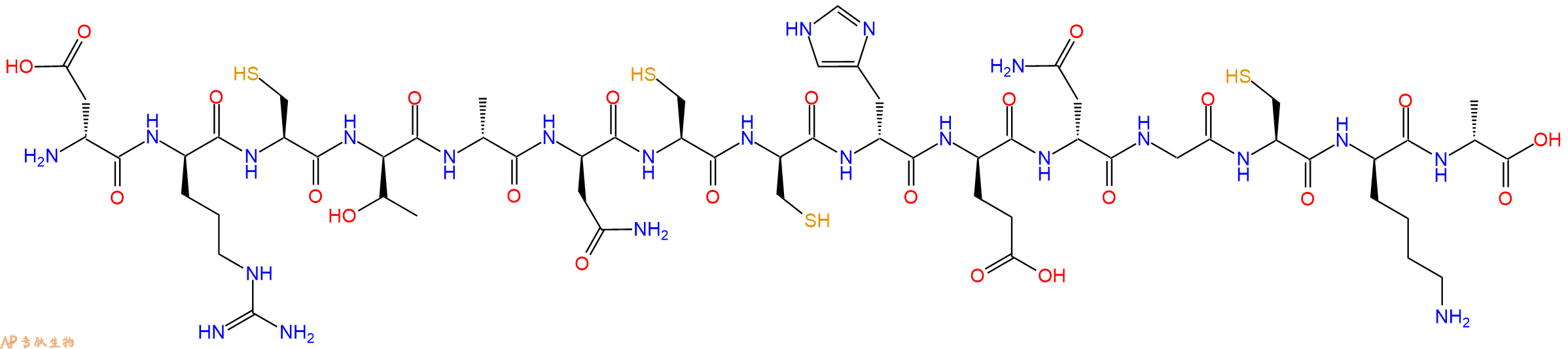 专肽生物产品H2N-DAsp-DArg-Cys-DThr-DAla-DAsn-Cys-DCys-DHis-DGlu-DAsn-Gly-Cys-DLys-DAla-OH