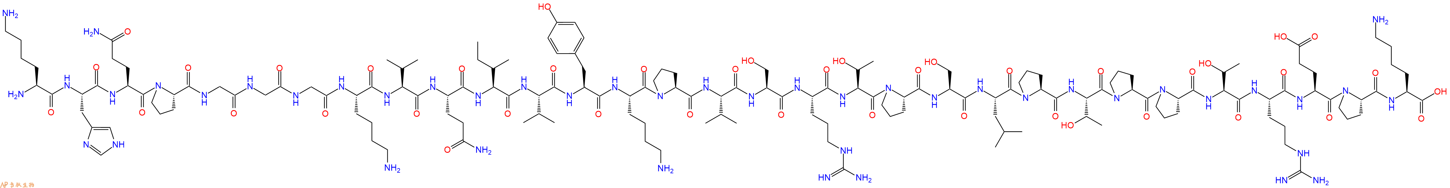 专肽生物产品H2N-Lys-His-Gln-Pro-Gly-Gly-Gly-Lys-Val-Gln-Ile-Val-Tyr-Lys-Pro-Val-Ser-Arg-Thr-Pro-Ser-Leu-Pro-Thr-Pro-Pro-Thr-Arg-Glu-Pro-Lys-OH