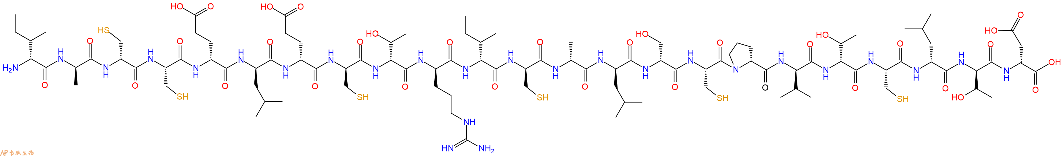 专肽生物产品H2N-DIle-DAla-DCys-Cys-DGlu-DLeu-DGlu-DCys-DThr-DArg-DIle-DCys-DAla-DLeu-DSer-Cys-DPro-DVal-DThr-Cys-DLeu-DThr-DAsp-OH