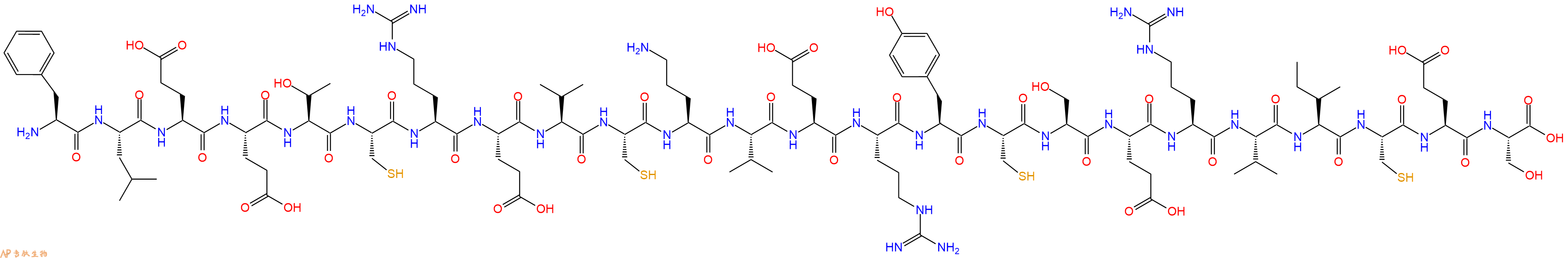 专肽生物产品H2N-Phe-Leu-Glu-Glu-Thr-Cys-Arg-Glu-Val-Cys-Orn-Val-Glu-Arg-Tyr-Cys-Ser-Glu-Arg-Val-Ile-Cys-Glu-Ser-OH