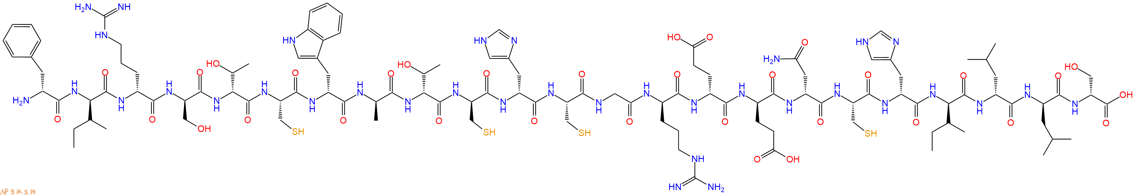 专肽生物产品H2N-DPhe-DIle-DArg-DSer-DThr-Cys-DTrp-DAla-DThr-DCys-DHis-Cys-Gly-DArg-DGlu-DGlu-DAsn-Cys-DHis-DIle-DLeu-DLeu-DSer-OH
