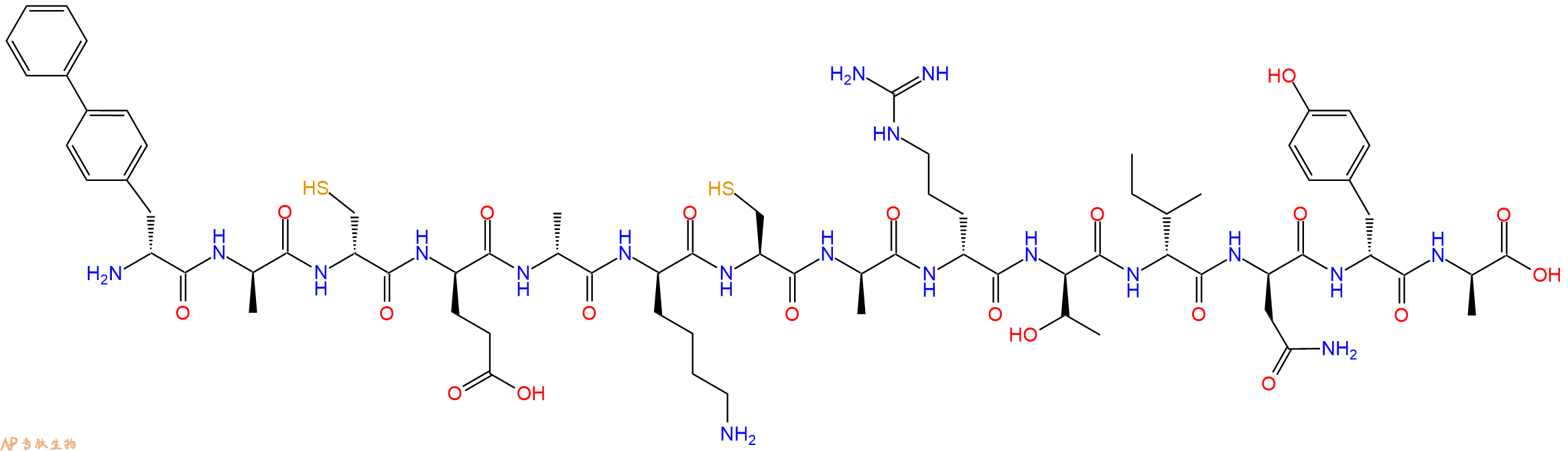 专肽生物产品H2N-DBip-DAla-DCys-DGlu-DAla-DLys-Cys-DAla-DArg-DThr-DIle-DAsn-DTyr-DAla-OH