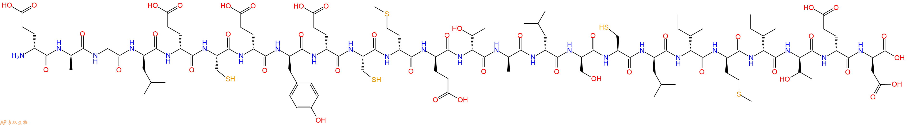 专肽生物产品H2N-DGlu-DAla-Gly-DLeu-DGlu-Cys-DGlu-DTyr-DGlu-Cys-DMet-DGlu-DThr-DAla-DLeu-DSer-Cys-DLeu-DIle-DMet-DIle-DThr-DGlu-DAsp-OH