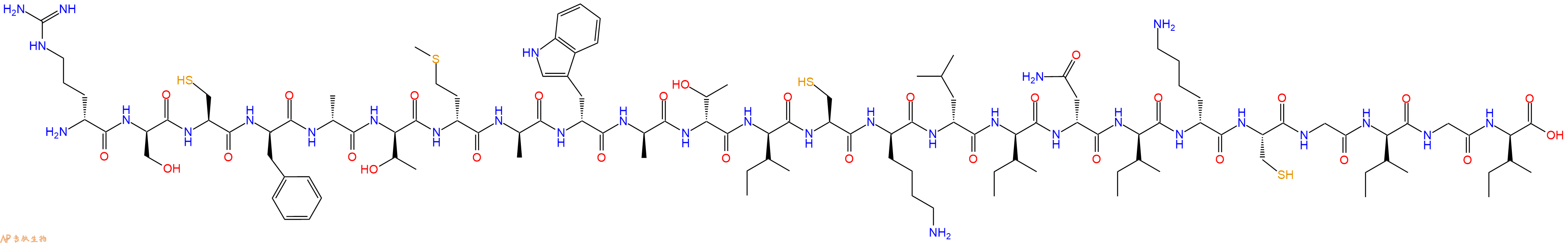 专肽生物产品H2N-DArg-DSer-Cys-DPhe-DAla-DThr-DMet-DAla-DTrp-DAla-DThr-DIle-Cys-DLys-DLeu-DIle-DAsn-DIle-DLys-Cys-Gly-DIle-Gly-DIle-OH