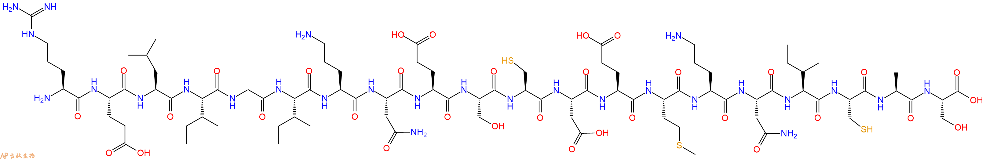 专肽生物产品H2N-Arg-Glu-Leu-Ile-Gly-Ile-Orn-Asn-Glu-Ser-Cys-Asp-Glu-Met-Orn-Asn-Ile-Cys-Ala-Ser-OH