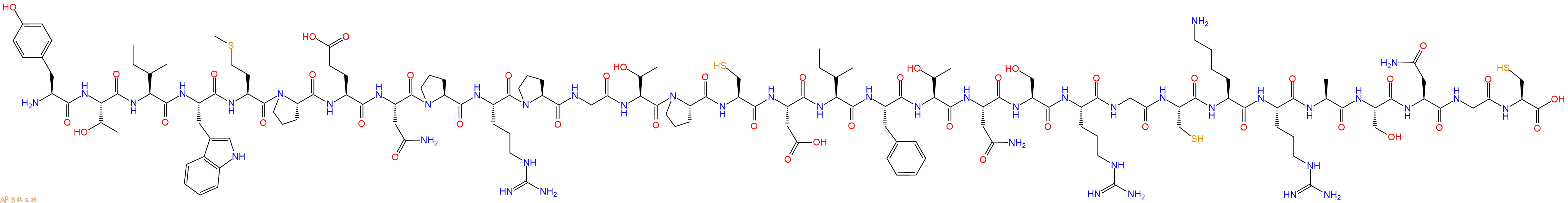 专肽生物产品H2N-Tyr-Thr-Ile-Trp-Met-Pro-Glu-Asn-Pro-Arg-Pro-Gly-Thr-Pro-Cys-Asp-Ile-Phe-Thr-Asn-Ser-Arg-Gly-Cys-Lys-Arg-Ala-Ser-Asn-Gly-Cys-OH