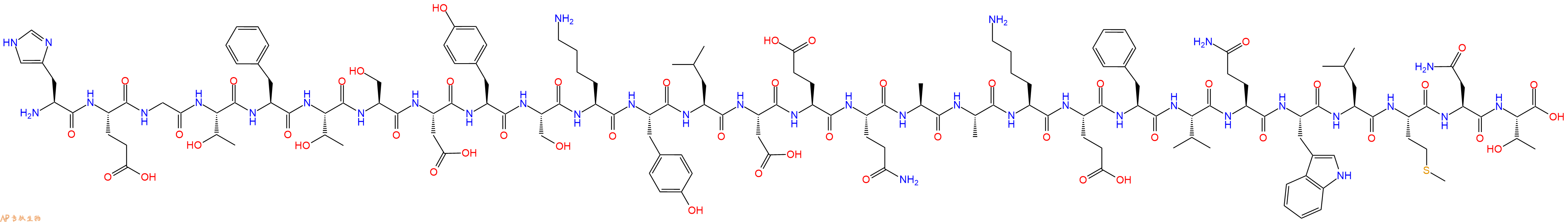 专肽生物产品H2N-His-Glu-Gly-Thr-Phe-Thr-Ser-Asp-Tyr-Ser-Lys-Tyr-Leu-Asp-Glu-Gln-Ala-Ala-Lys-Glu-Phe-Val-Gln-Trp-Leu-Met-Asn-Thr-OH
