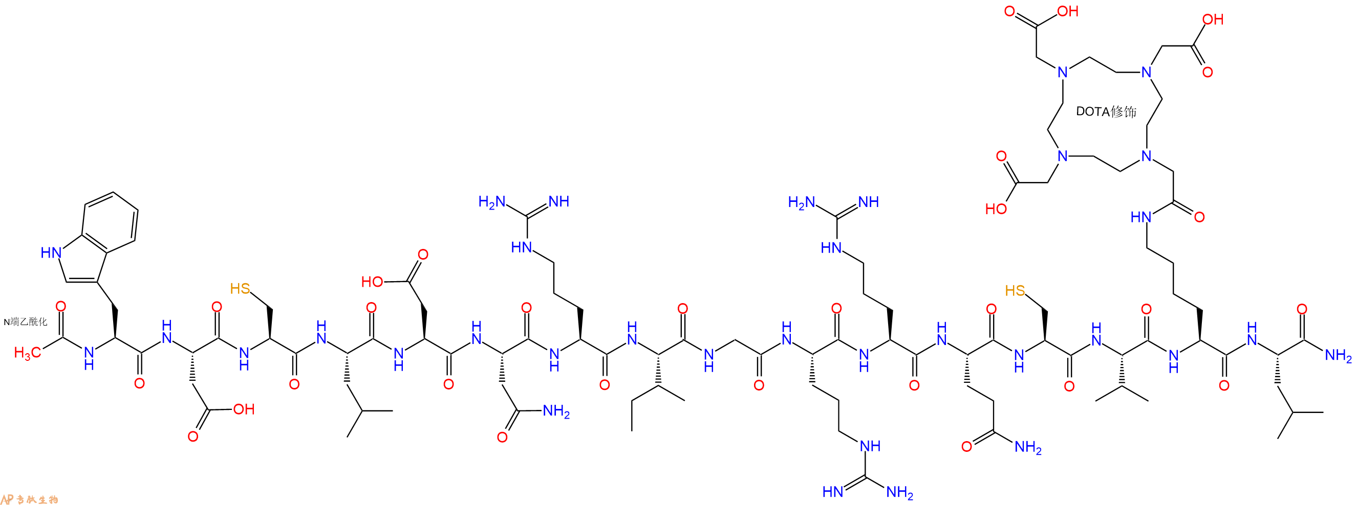 专肽生物产品Ac-Trp-Asp-Cys-Leu-Asp-Asn-Arg-Ile-Gly-Arg-Arg-Gln-Cys-Val-Lys(DOTA)-Leu-CONH2