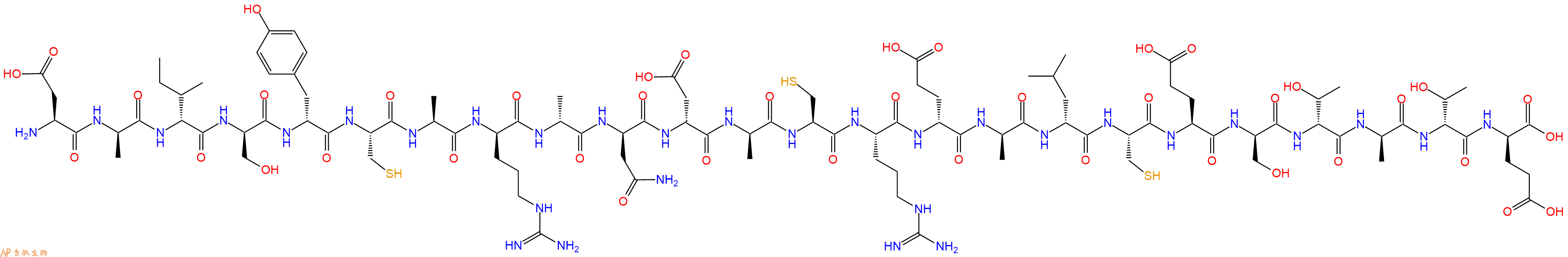 专肽生物产品H2N-Asp-DAla-DIle-DSer-DTyr-Cys-Ala-DArg-DAla-DAsn-DAsp-DAla-Cys-Arg-DGlu-DAla-DLeu-Cys-Glu-DSer-DThr-DAla-DThr-DGlu-OH