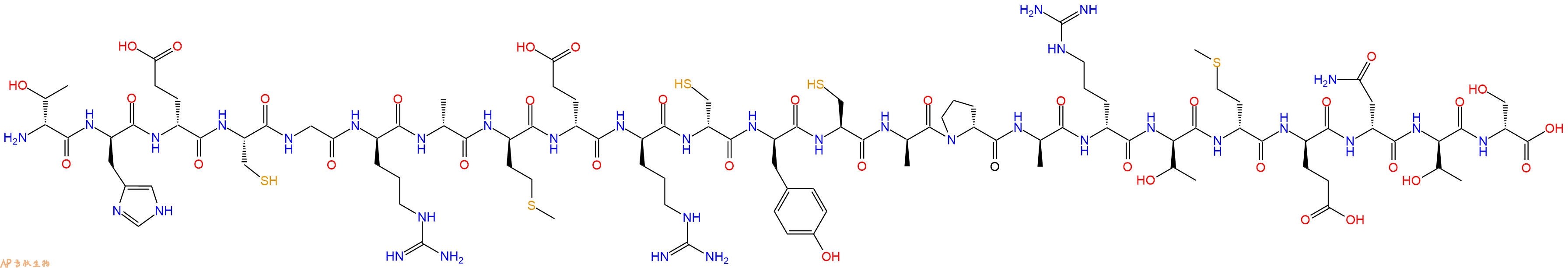 专肽生物产品H2N-DThr-DHis-DGlu-Cys-Gly-DArg-DAla-DMet-DGlu-DArg-DCys-DTyr-Cys-DAla-DPro-DAla-DArg-DThr-DMet-DGlu-DAsn-DThr-DSer-OH