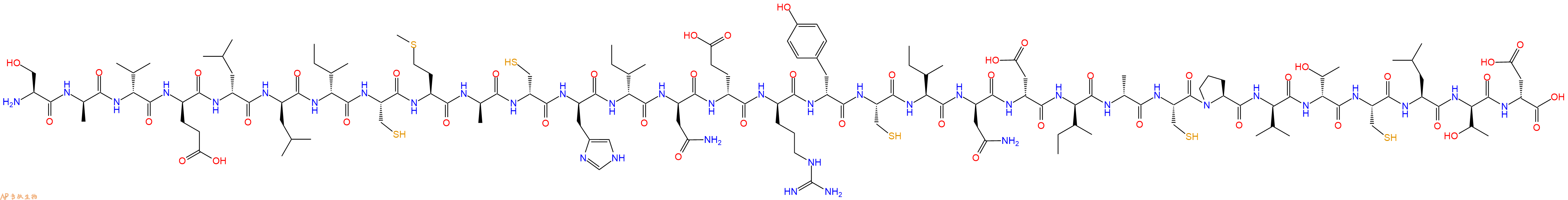 专肽生物产品H2N-Ser-DAla-DVal-DGlu-DLeu-DLeu-DIle-Cys-Met-DAla-DCys-DHis-DIle-DAsn-DGlu-DArg-DTyr-Cys-Ile-DAsn-DAsp-DIle-DAla-Cys-Pro-DVal-DThr-Cys-Leu-DThr-DAsp-OH