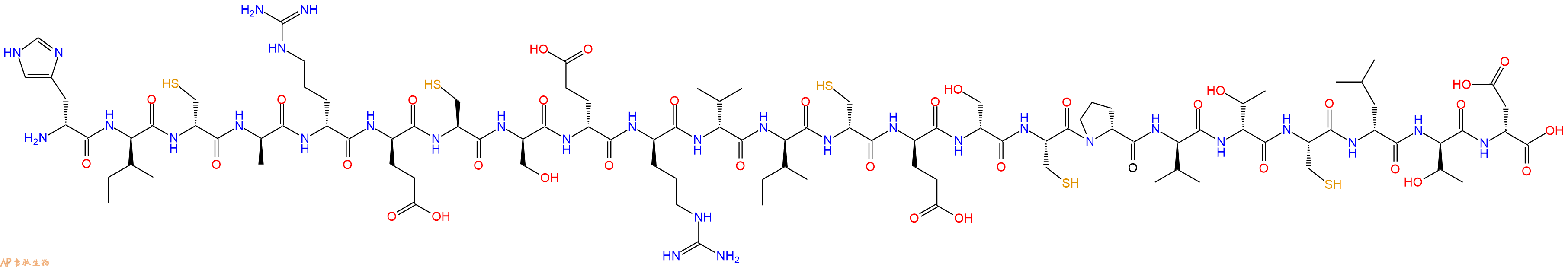 专肽生物产品H2N-DHis-DIle-DCys-DAla-DArg-DGlu-Cys-DSer-DGlu-DArg-DVal-DIle-DCys-DGlu-DSer-Cys-DPro-DVal-DThr-Cys-DLeu-DThr-DAsp-OH