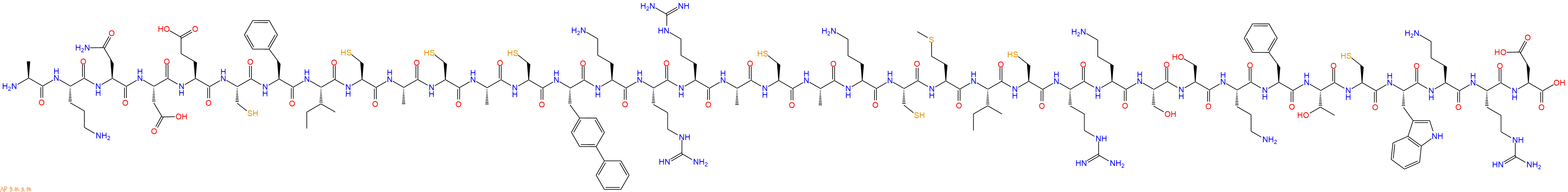 专肽生物产品H2N-Ala-Orn-Asn-Asp-Glu-Cys-Phe-Ile-Cys-Ala-Cys-Ala-Cys-Bip-Orn-Arg-Arg-Ala-Cys-Ala-Orn-Cys-Met-Ile-Cys-Arg-Orn-Ser-Ser-Orn-Phe-Thr-Cys-Trp-Orn-Arg-Asp-OH