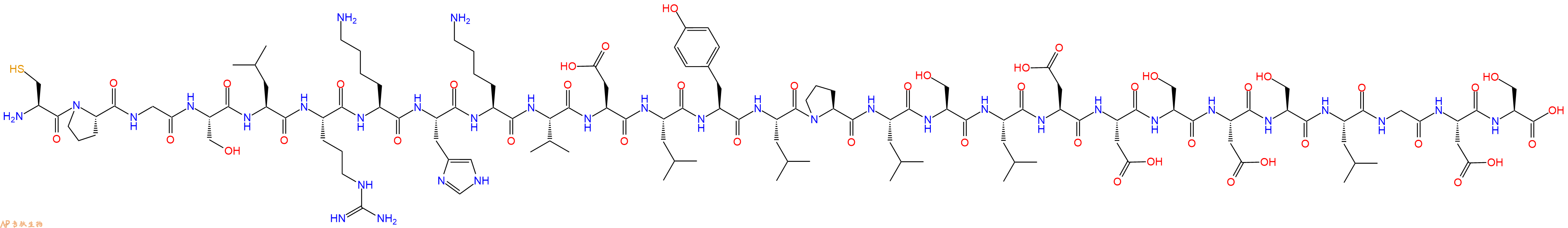 专肽生物产品H2N-Cys-Pro-Gly-Ser-Leu-Arg-Lys-His-Lys-Val-Asp-Leu-Tyr-Leu-Pro-Leu-Ser-Leu-Asp-Asp-Ser-Asp-Ser-Leu-Gly-Asp-Ser-OH