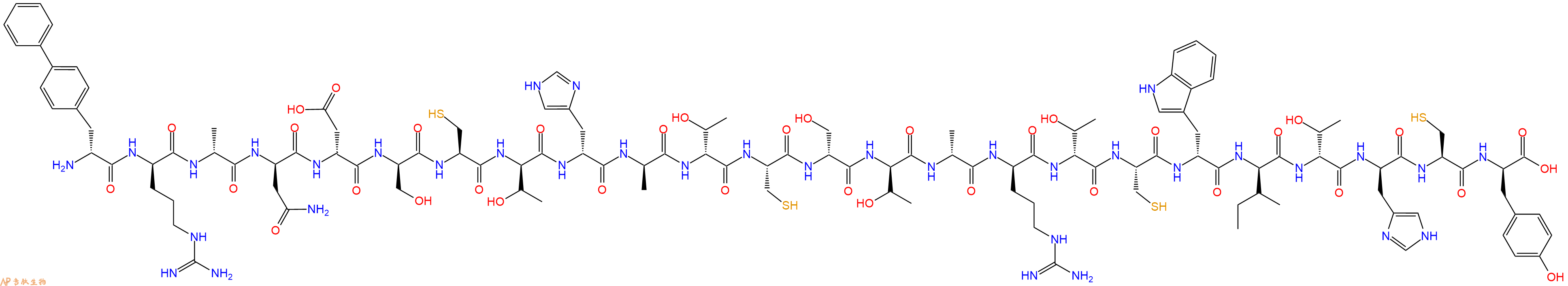 专肽生物产品H2N-DBip-DArg-DAla-DAsn-DAsp-DSer-Cys-DThr-DHis-DAla-DThr-Cys-DSer-DThr-DAla-DArg-DThr-Cys-DTrp-DIle-DThr-DHis-Cys-DTyr-OH