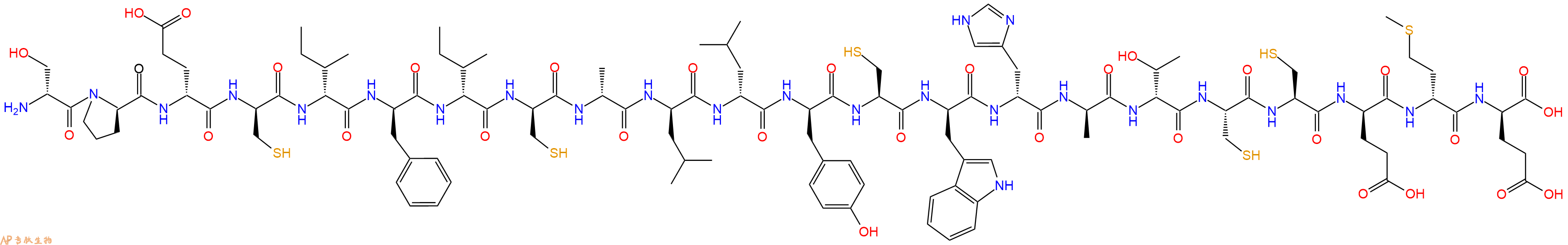 专肽生物产品H2N-DSer-DPro-DGlu-DCys-DIle-DPhe-DIle-DCys-DAla-DLeu-DLeu-DTyr-Cys-DTrp-DHis-DAla-DThr-Cys-Cys-DGlu-DMet-DGlu-OH