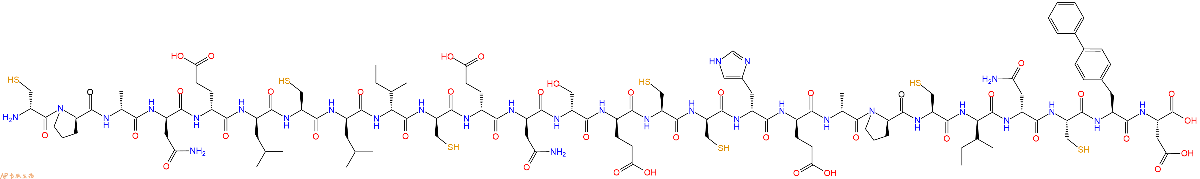 专肽生物产品H2N-DCys-DPro-DAla-DAsn-DGlu-DLeu-Cys-DLeu-DIle-DCys-DGlu-DAsn-DSer-DGlu-Cys-DCys-DHis-DGlu-DAla-DPro-Cys-DIle-DAsn-Cys-Bip-Asp-OH