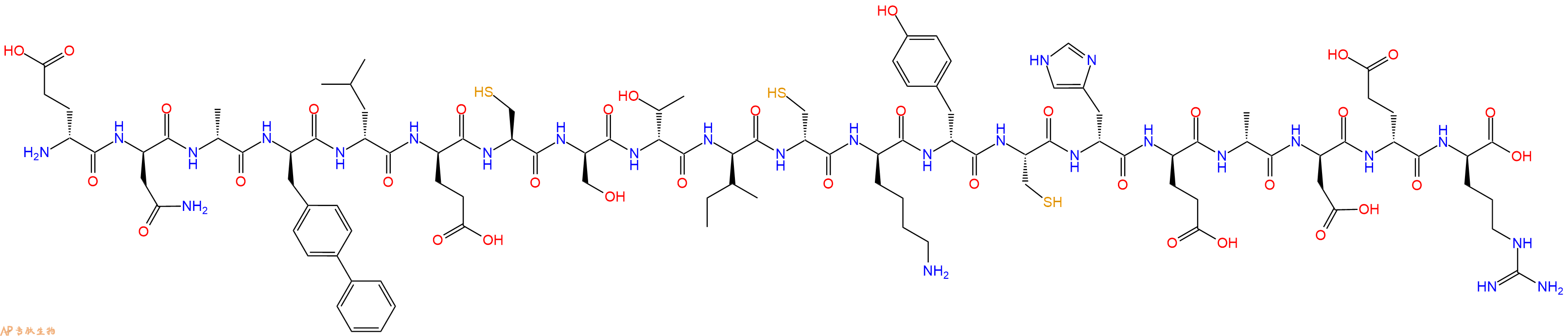 专肽生物产品H2N-DGlu-DAsn-DAla-DBip-DLeu-DGlu-Cys-DSer-DThr-DIle-DCys-DLys-DTyr-Cys-DHis-DGlu-DAla-DAsp-DGlu-DArg-OH