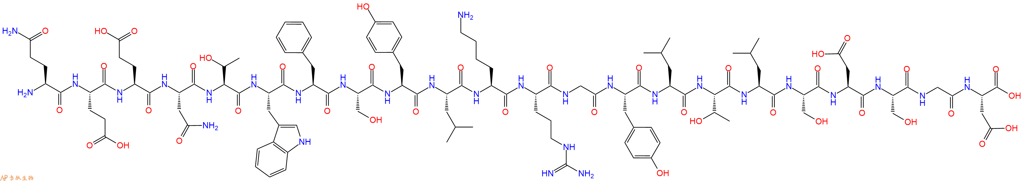 专肽生物产品H2N-Gln-Glu-Glu-Asn-Thr-Trp-Phe-Ser-Tyr-Leu-Lys-Arg-Gly-Tyr-Leu-Thr-Leu-Ser-Asp-Ser-Gly-Asp-OH