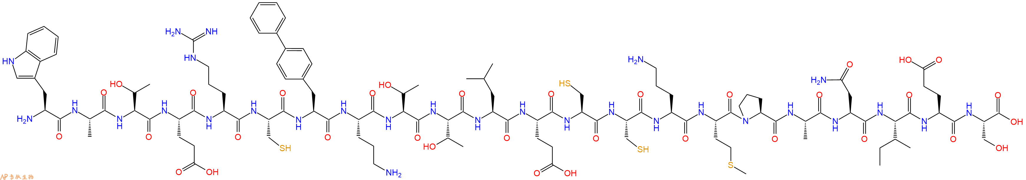 专肽生物产品H2N-Trp-Ala-Thr-Glu-Arg-Cys-Bip-Orn-Thr-Thr-Leu-Glu-Cys-Cys-Orn-Met-Pro-Ala-Asn-Ile-Glu-Ser-OH