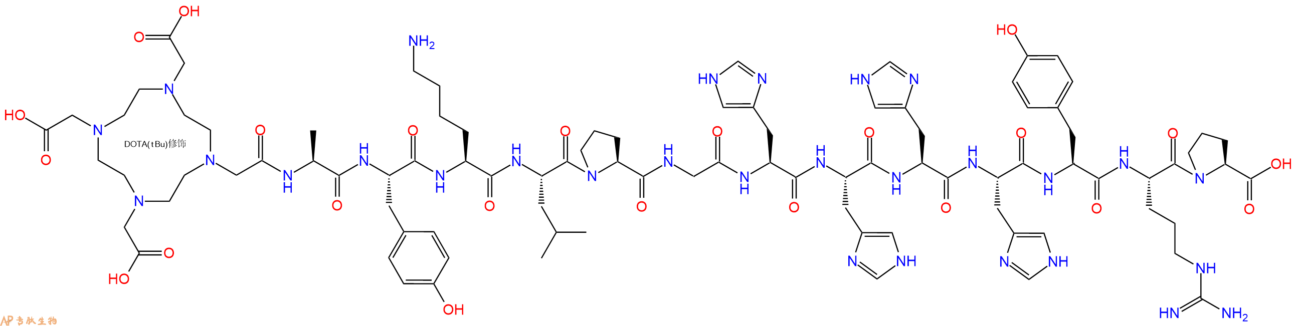 专肽生物产品DOTA-Ala-Tyr-Lys-Leu-Pro-Gly-His-His-His-His-Tyr-Arg-Pro-OH