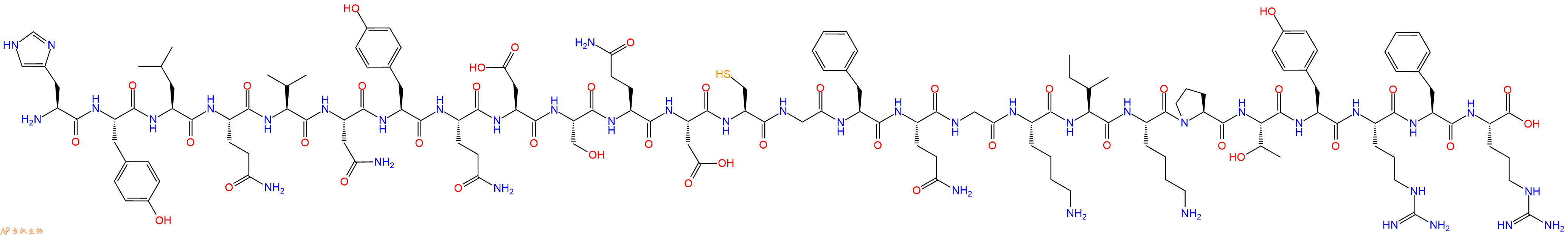 专肽生物产品H2N-His-Tyr-Leu-Gln-Val-Asn-Tyr-Gln-Asp-Ser-Gln-Asp-Cys-Gly-Phe-Gln-Gly-Lys-Ile-Lys-Pro-Thr-Tyr-Arg-Phe-Arg-OH