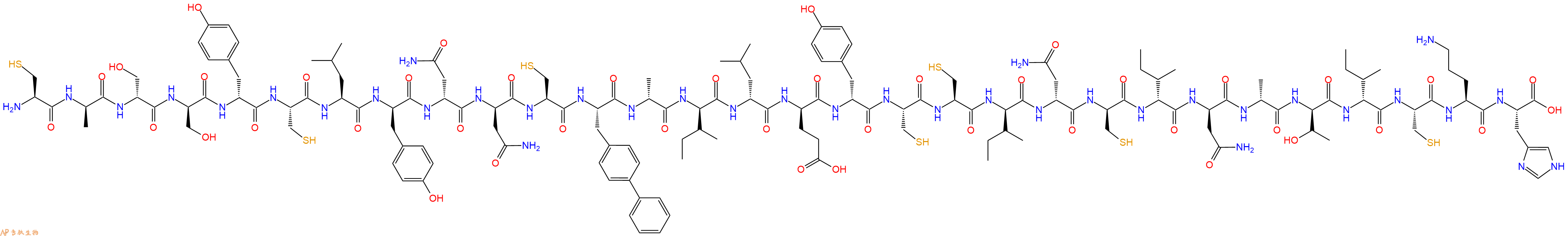 专肽生物产品H2N-Cys-DAla-DSer-DSer-DTyr-Cys-Leu-DTyr-DAsn-DAsn-Cys-Bip-DAla-DIle-DLeu-DGlu-DTyr-Cys-Cys-DIle-DAsn-DCys-DIle-DAsn-DAla-DThr-DIle-Cys-Orn-His-OH