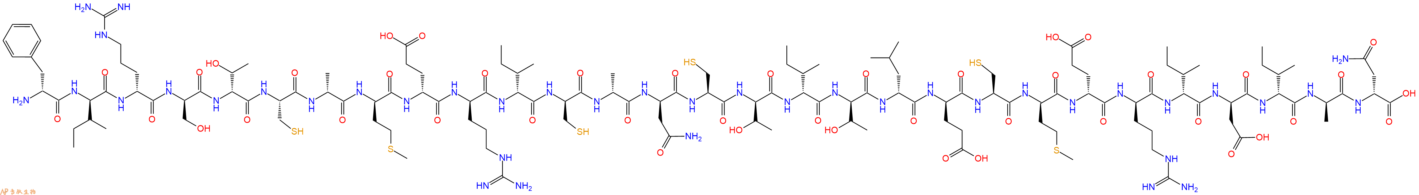 专肽生物产品H2N-DPhe-DIle-DArg-DSer-DThr-Cys-DAla-DMet-DGlu-DArg-DIle-DCys-DAla-DAsn-Cys-DThr-DIle-DThr-DLeu-DGlu-Cys-DMet-DGlu-DArg-DIle-DAsp-DIle-DAla-DAsn-OH