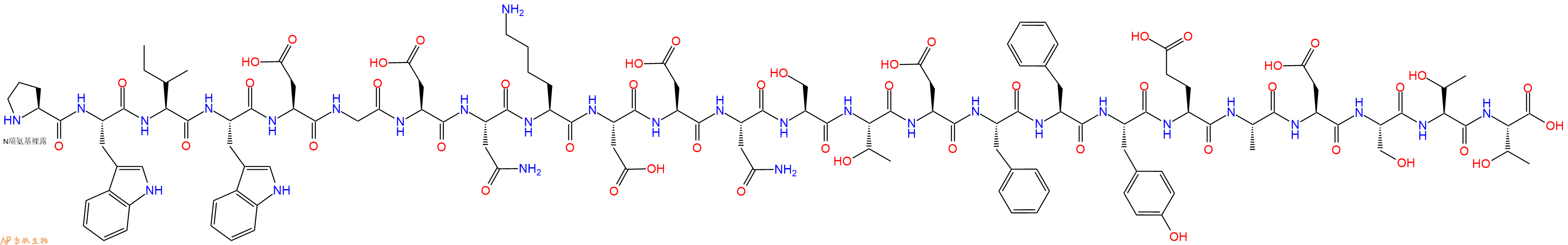 专肽生物产品H2N-Pro-Trp-Ile-Trp-Asp-Gly-Asp-Asn-Lys-Asp-Asp-Asn-Ser-Thr-Asp-Phe-Phe-Tyr-Glu-Ala-Asp-Ser-Thr-Thr-OH