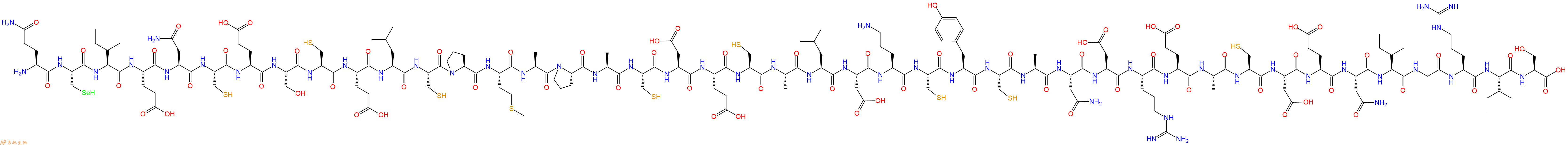 专肽生物产品H2N-Gln-Sec-Ile-Glu-Asn-Cys-Glu-Ser-Cys-Glu-Leu-Cys-Pro-Met-Ala-Pro-Ala-Cys-Asp-Glu-Cys-Ala-Leu-Asp-Orn-Cys-Tyr-Cys-Ala-Asn-Asp-Arg-Glu-Ala-Cys-Asp-Glu-Asn-Ile-Gly-Arg-Ile-Ser-OH